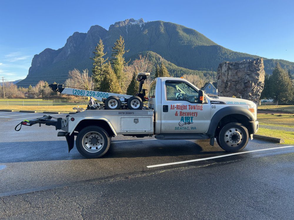 white truck towing